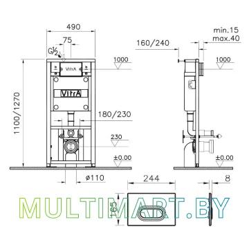 Унитаз Vitra L-box Shift Rimex 9855B003-7200 картинка 7